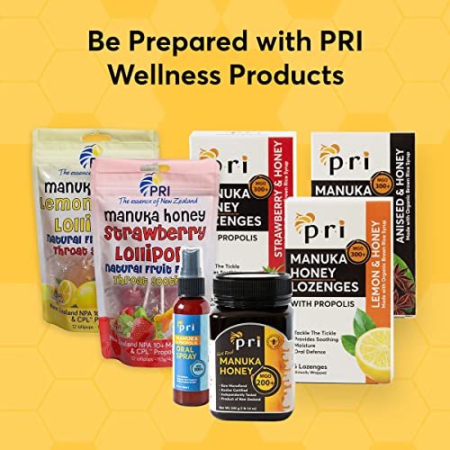 PRI Manuka Honey Lozenges with Propolis, MGO 300+, Lemon, 16 Count (2 Pack) Q1655