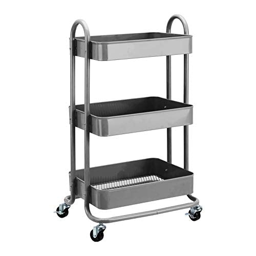 Amazon Basics 3-Tier Rolling Utility Cart with Lockable Wheels, White I730073