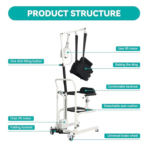 Electric Transfer Chair Patient Lift 4 in 1, 180° Split Seat, 330 lbs Capacity Q3274