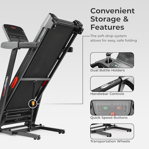 Sunny Health & Fitness Smart WiFi Treadmill, Compact Foldable with Incline E91799