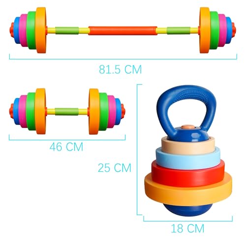 Kids Adjustable Weight Set Toy Barbell Dumbbell Kettlebell L68425
