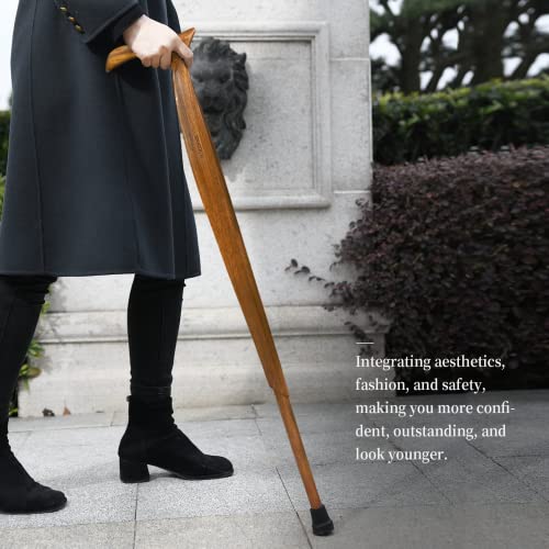 Wooden Walking Cane with Travel Bag, Natural Solid Wood, Ergonomic for Seniors Q6864