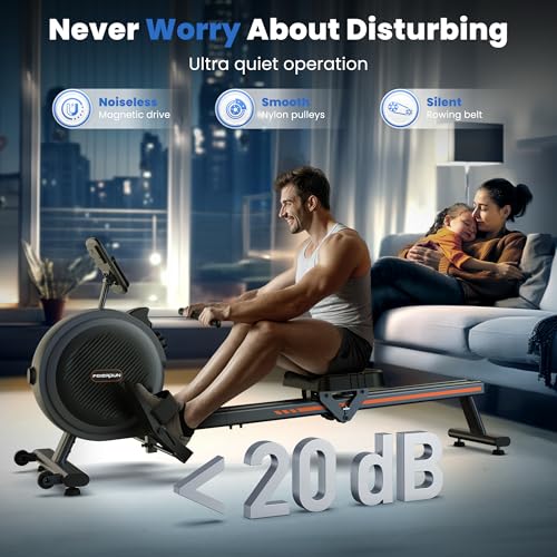 FEIERDUN Rower Machine, Compact Magnetic Rowing Machine for Home, 350LBS Capacity O5092