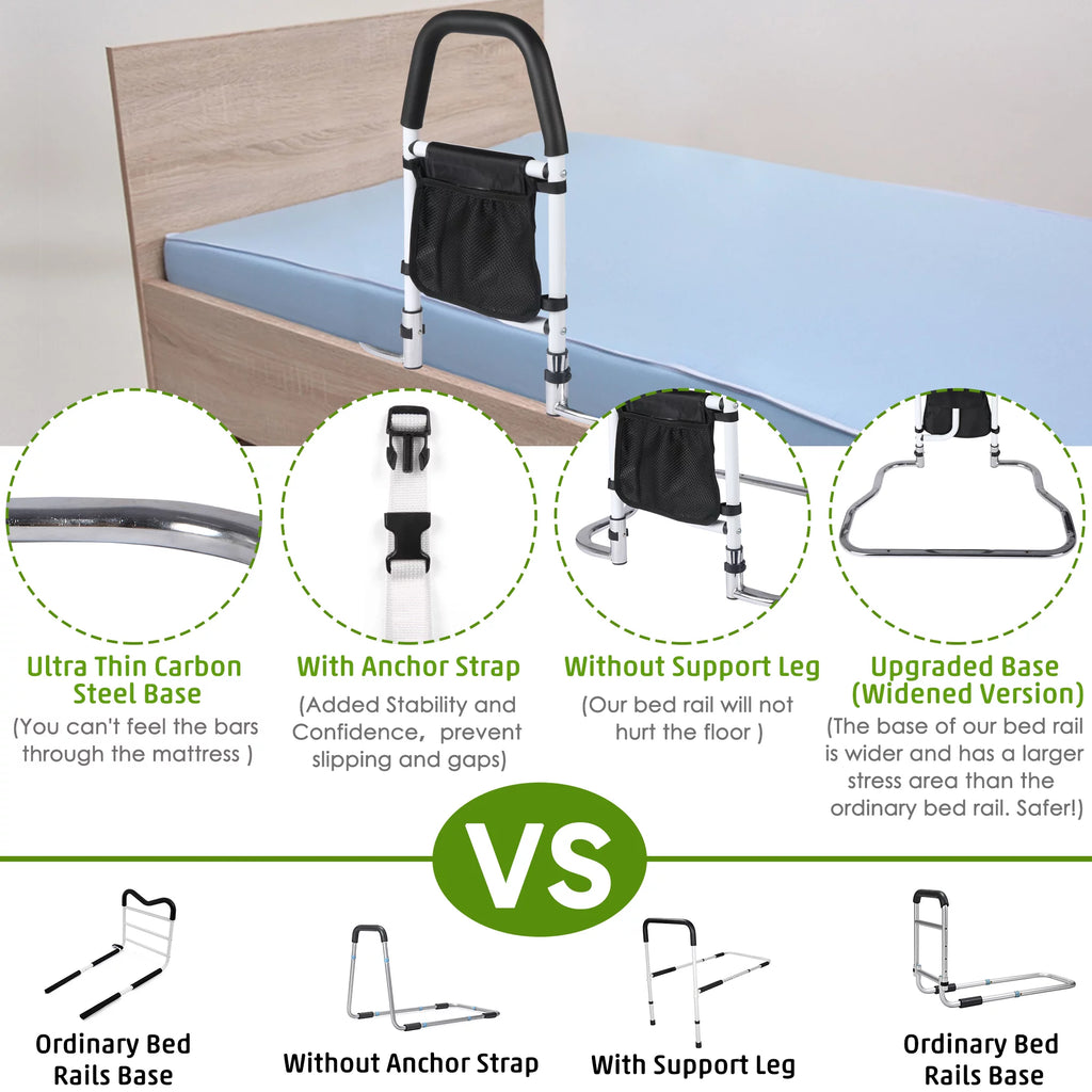 KARMAS PRODUCT Bed Assist Rail with Anchor Strap - Medical Bed Safety Grab Bar for Seniors O657