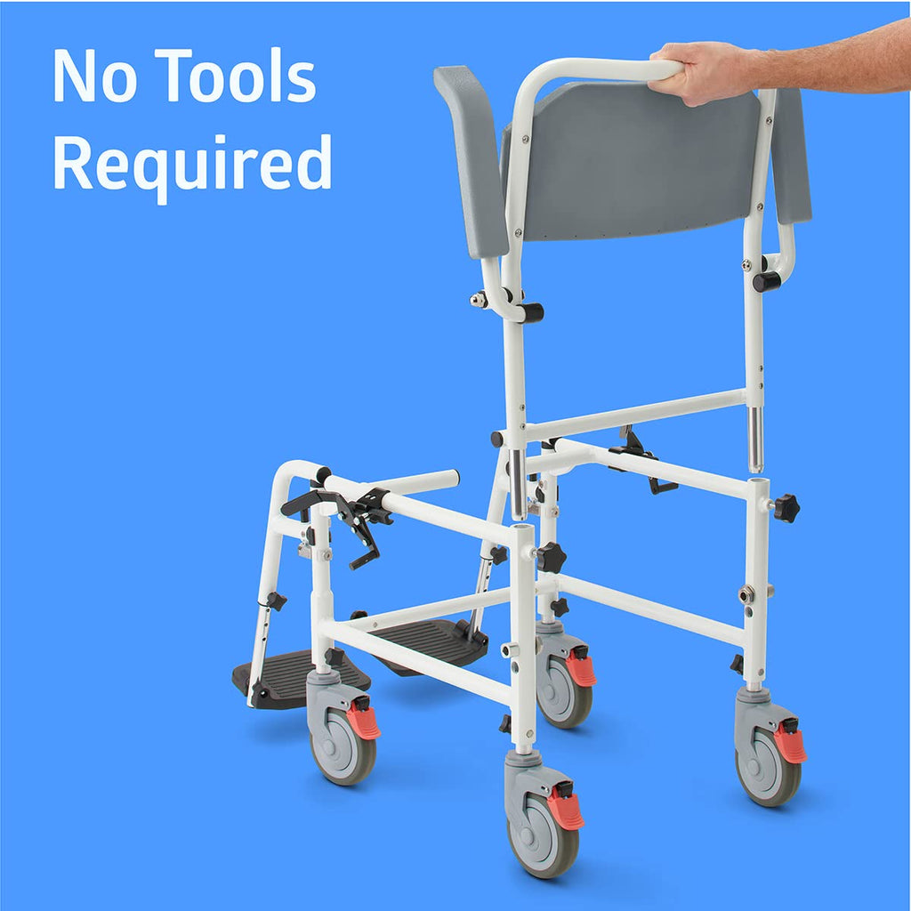 Medline Aluminum Shower Commode Transport Chair, 275 lbs Capacity Q28578