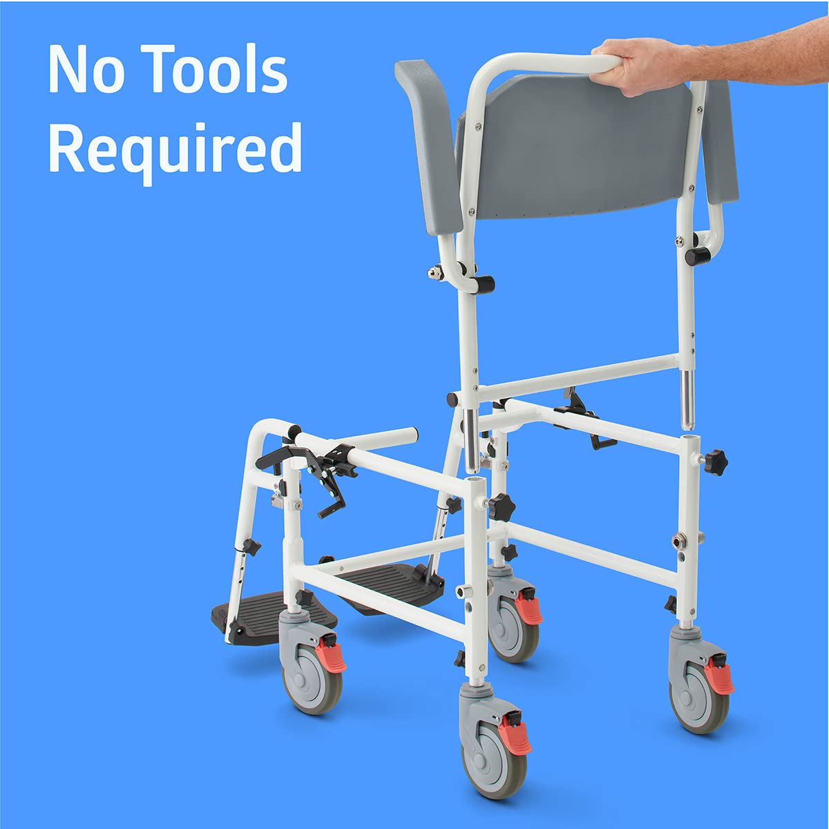 Medline Aluminum Shower Commode Transport Chair, 275 lbs Capacity Q28578
