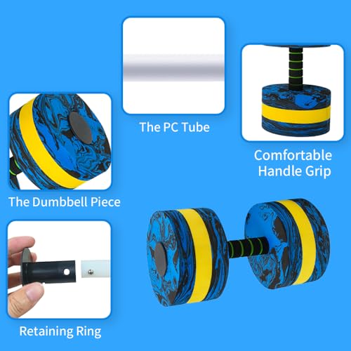 Aquatic Exercise Dumbbells Set of 2, EVA Foam Water Weights for Pool Fitness A527