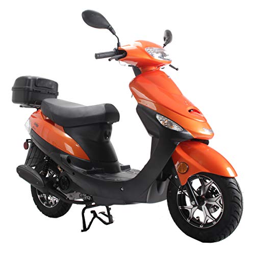 X-PRO 50cc Adult Moped Gas Moped Motorcycle 50cc with 10" Aluminum Wheels, Electric/Kick Start! (Orange, Factory Package)