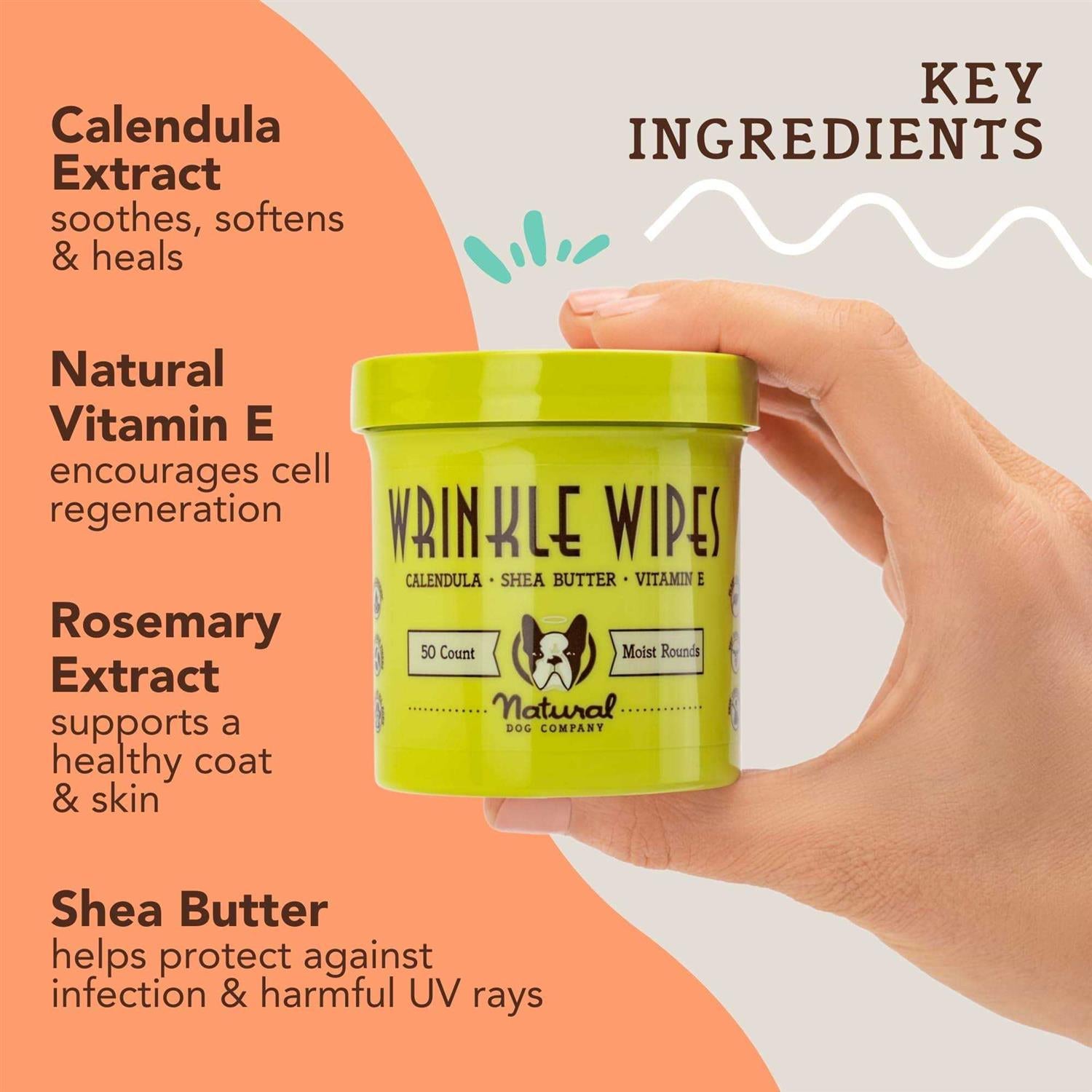 Natural Dog Company Wrinkle Wipes for Dogs D888634