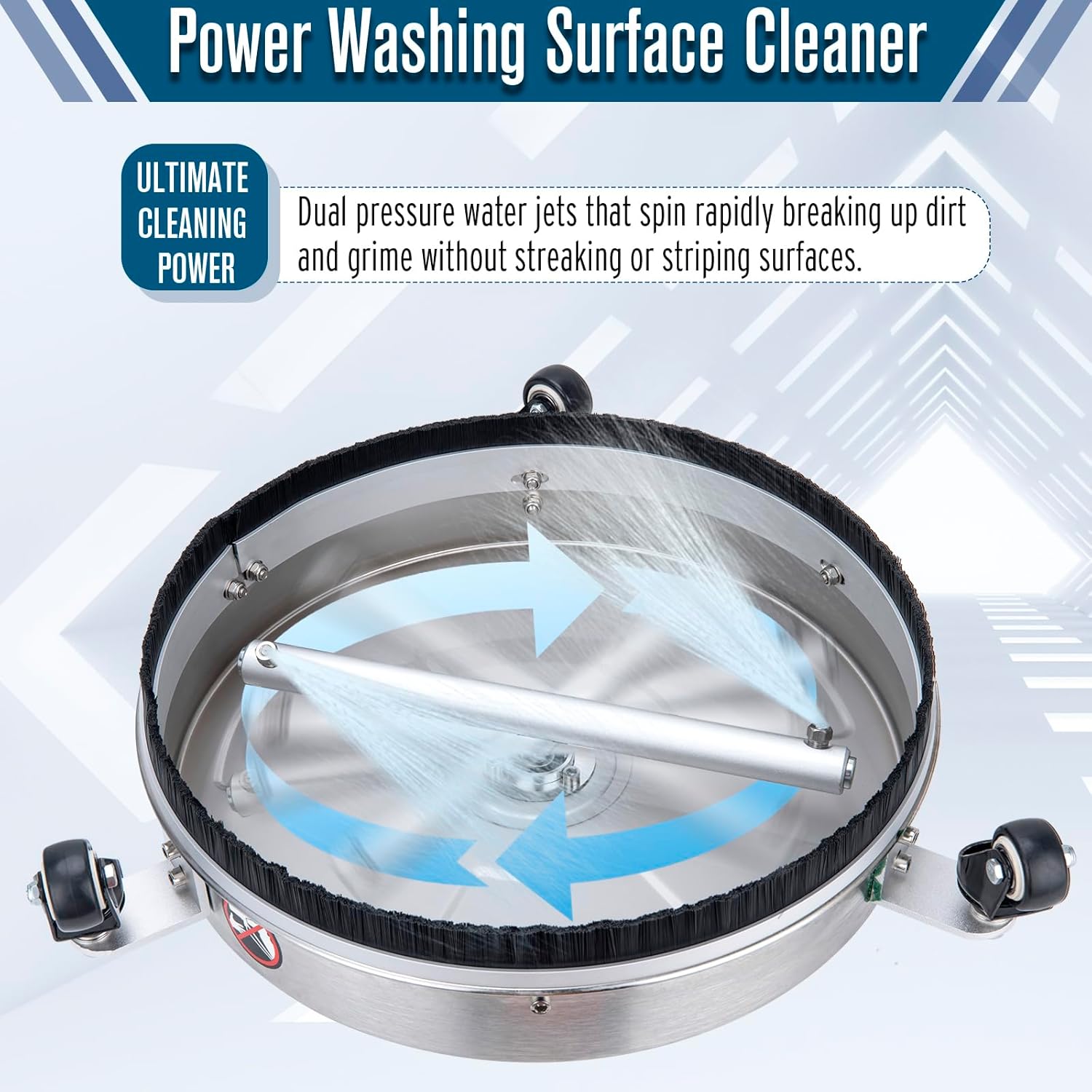 15 inch Pressure Washer Surface Cleaner with 3 Wheels and 2 Extension Wand P216
