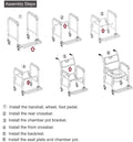 HEALTHLINE Shower Bedside Commode Chair Padded Seat With Wheels by Healthline, Medical Commode Toilet Rolling Shower Chair With Casters (4 Wheels Brakes), Commode Padded Backrest and Seat