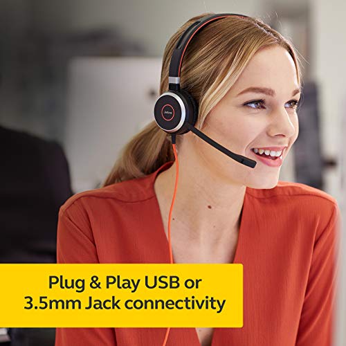 Jabra Evolve 40 UC Wired Headset, Mono, 3.5mm/USB, All-Day Comfort K77419
