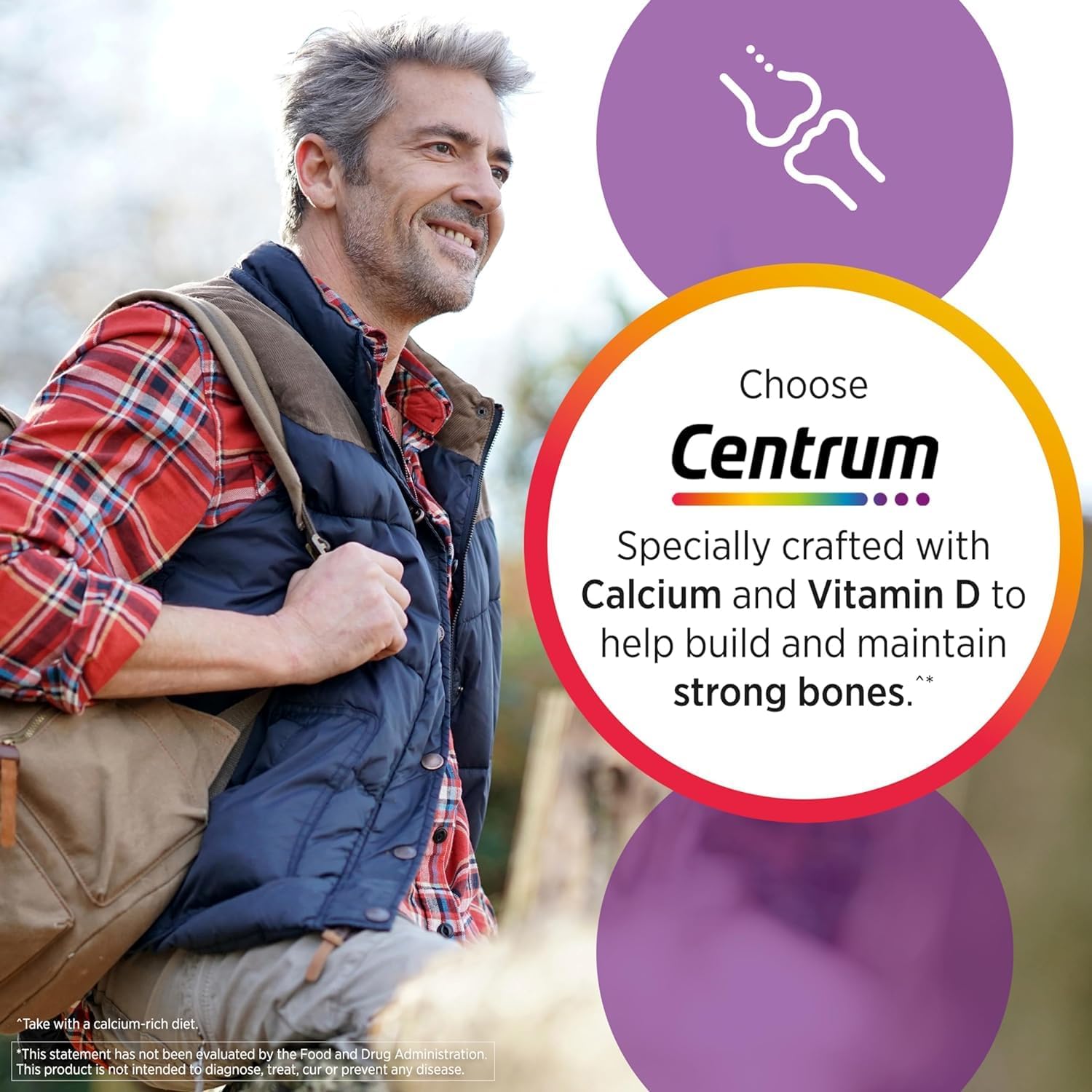 Centrum Silver Multivitamin for Adults 50+ with Emergency Whistle Keychain Q9162