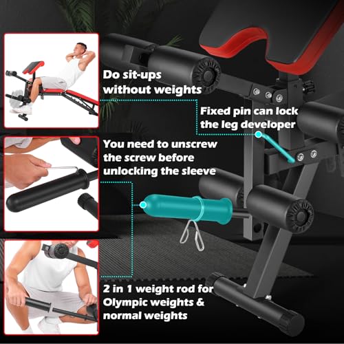 OPPSDECOR Adjustable Weight Bench with Leg Extension and Preacher Curl S467811