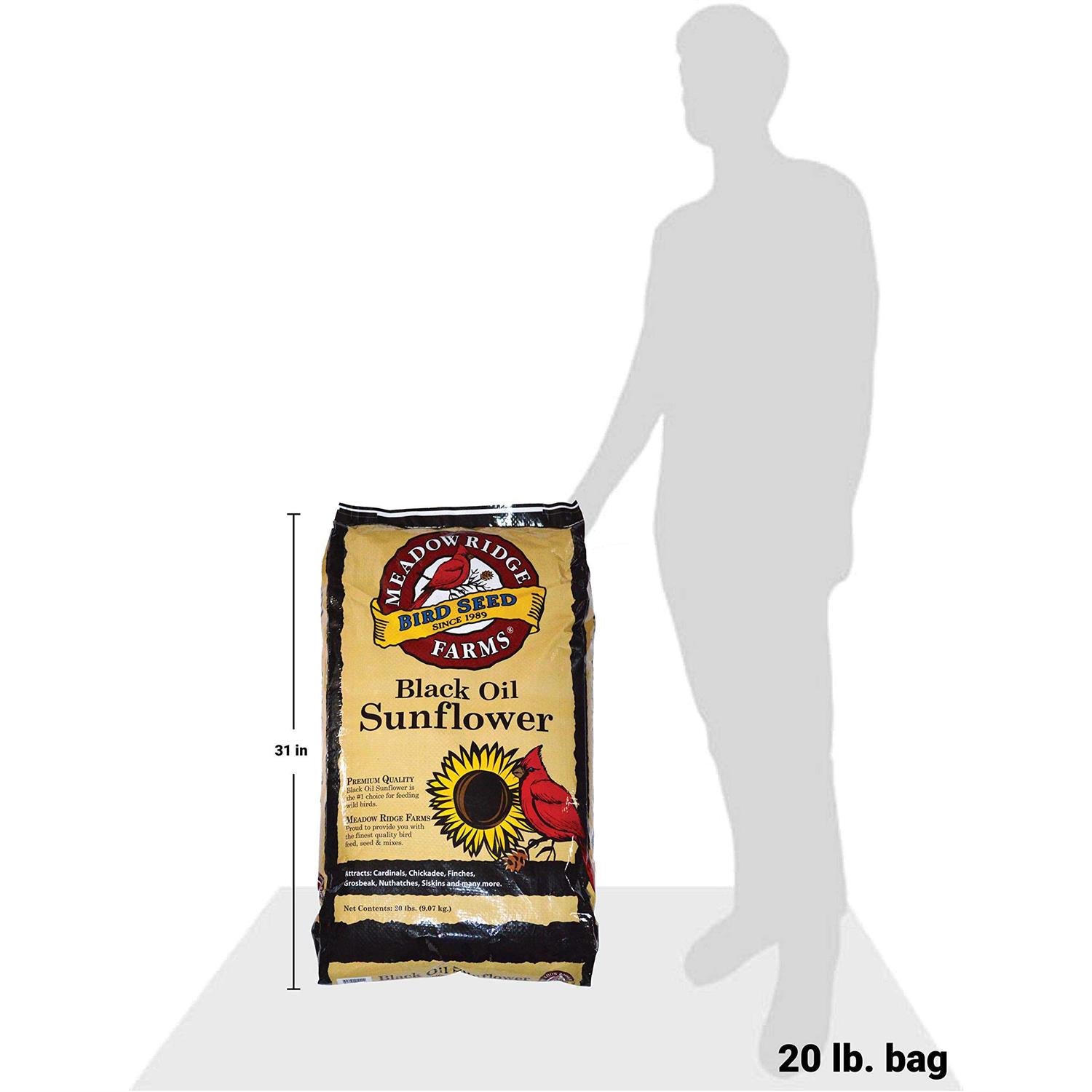 Meadow Ridge Farms Black Oil Sunflower Bird Seeds, 20 lb I7190