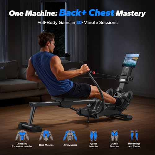MERACH Magnetic Rowing Machine for Home, Ultra-Quiet with App T34649