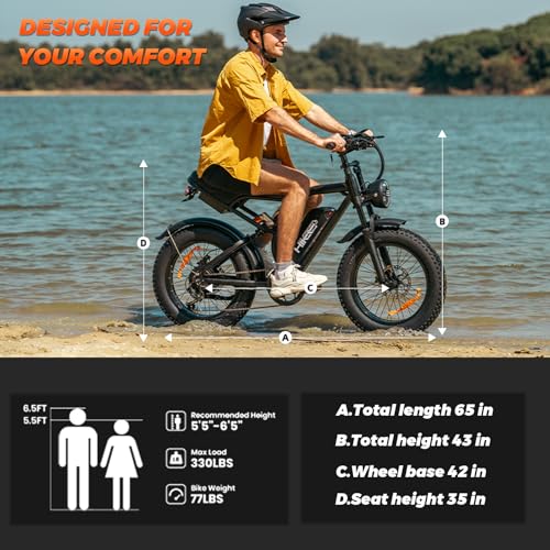 K6 Electric Bike for Adults, 20 x 4 Inch Fat Tire, 750W Motor, 48V Detachable Battery M879