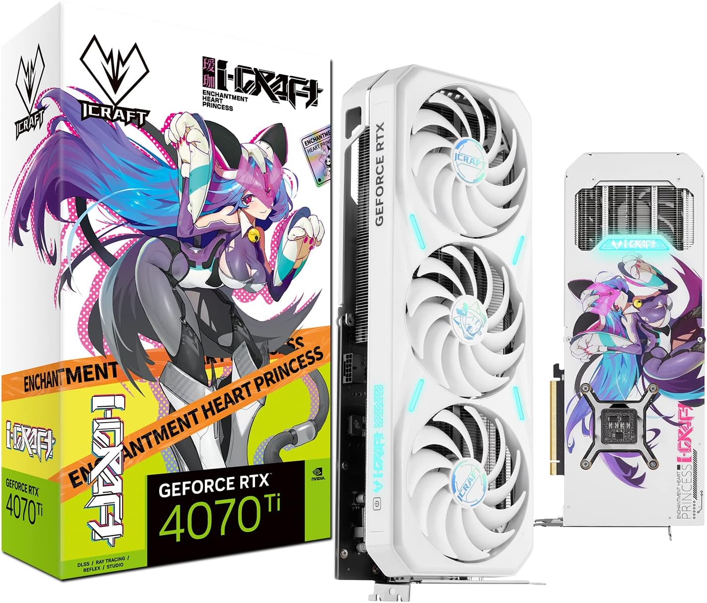 maxsun Geforce RTX 4070 Ti iCraft Limited Edition OC 12GB GDDR6X Video Graphics Card GPU for Computer Gaming PC HDMI2.1 DLSS 3.5 PCIE 4.0 X16 RGB 𝗔𝗻𝗶𝗺𝗲 𝗪𝗵𝗶𝘁𝗲 𝗚𝗣𝗨