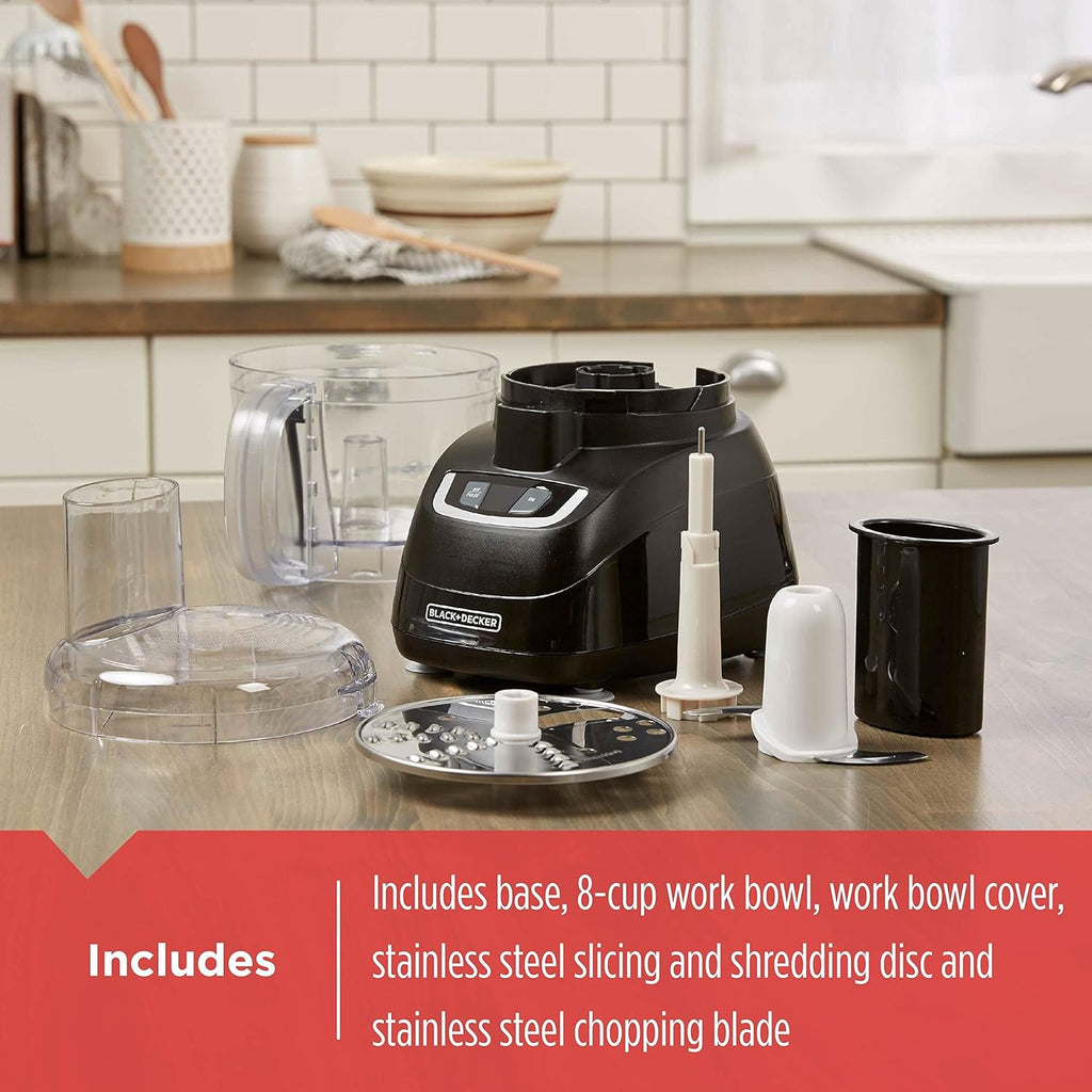 BLACK+DECKER FP1600B 8-Cup Food Processor, Stainless Steel Blade, Black C823463