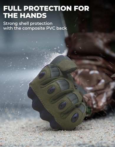 KEMIMOTO Tactical Gloves for Men, Touchscreen Motorcycle Gloves with Hard Shell & Palm Padding E190