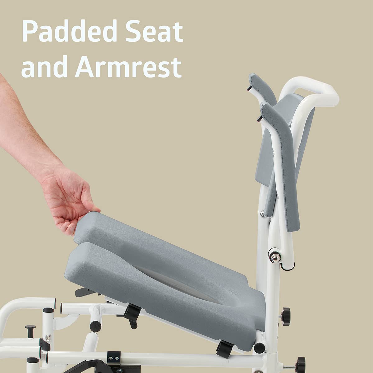 Medline Aluminum Shower Commode Transport Chair, 275 lbs Capacity Q28578