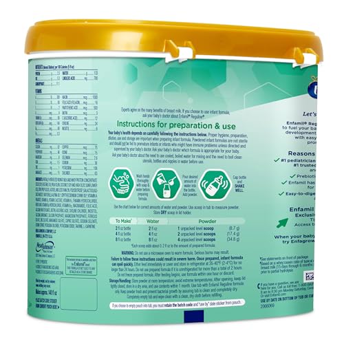 Enfamil Reguline Baby Formula, Milk-Based Infant Nutrition, Dual Prebiotics, 19.5 Oz A4296