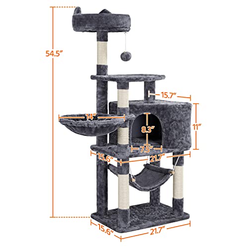 Topeakmart 54.5in Cat Tree for Indoor Cats with Cozy Condo, Dark Gray O790597
