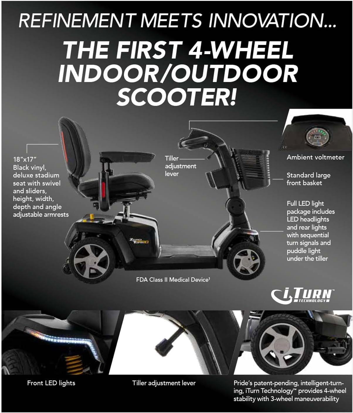 Pride Mobility Zero Turn 10 4 Wheel S710ZT Mobility Scooter for Adults K585623