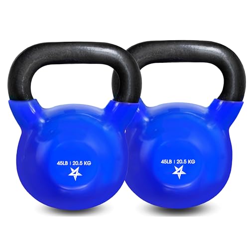 Yes4All 5-100 LB Vinyl Coated Cast Iron Kettlebells M964803