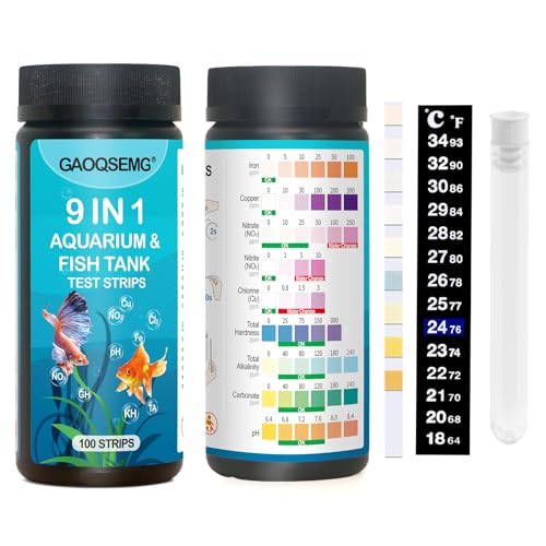 9-in-1 Aquarium Water Testing Kit, 100 Strips for Freshwater & Saltwater Fish Tank J5357