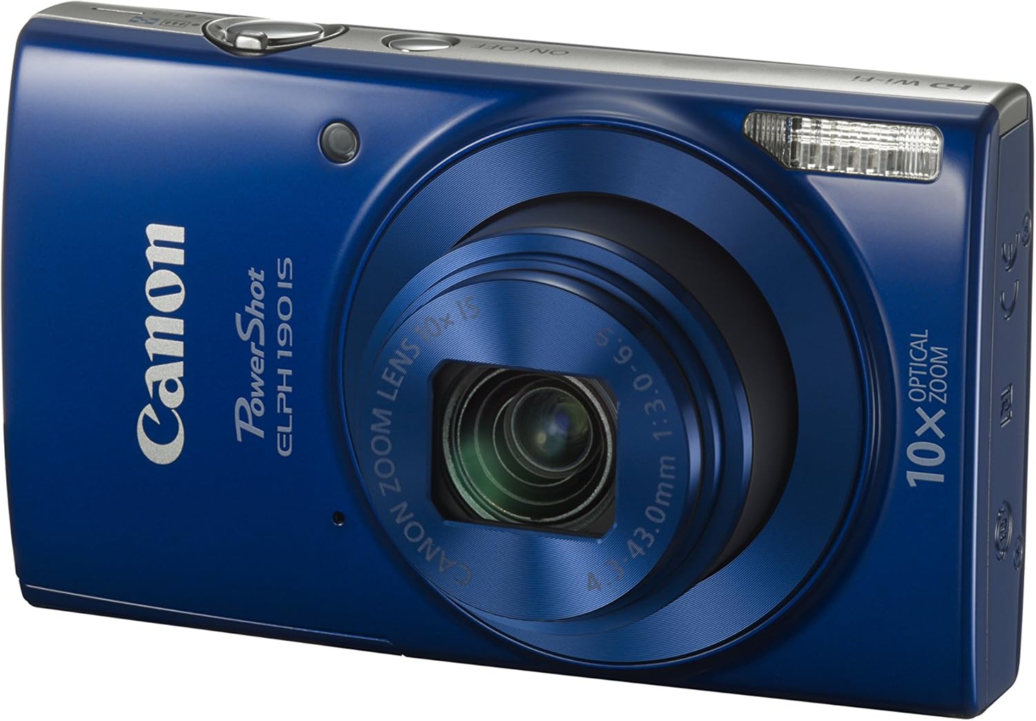 Canon PowerShot ELPH 190 Digital Camera w/10x Optical Zoom and Image Stabilization - Wi-Fi & NFC Enabled (Blue) (Renewed)