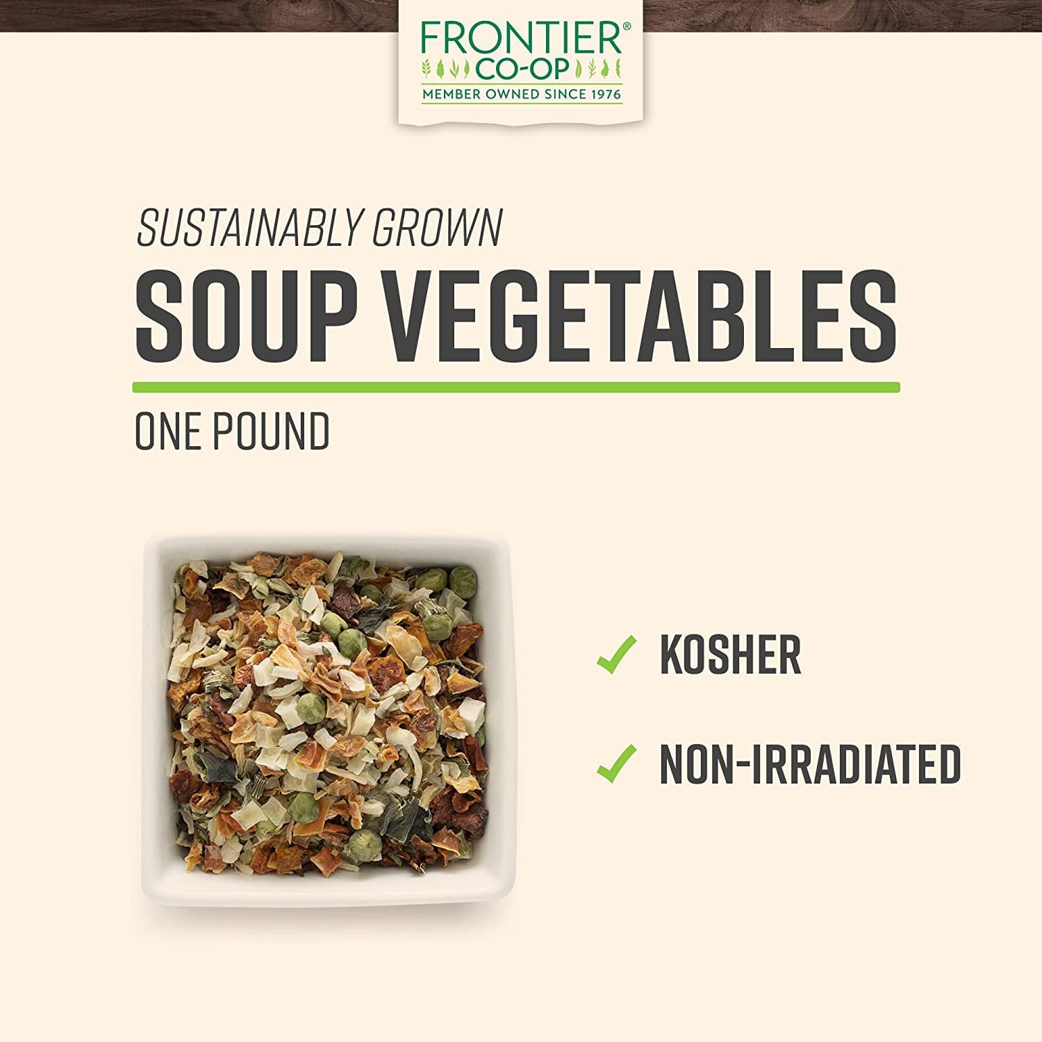 Frontier Deluxe Vegetable Soup Mix, 1 lb, Dried Onion, Carrots, Peas & Potatoes R372