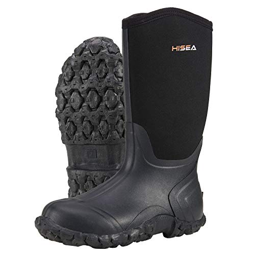 HISEA Men's Rain Boots Neoprene Rubber Boots Women Waterproof Insulated Mud Boots Unisex Mid Height Garden Shoes