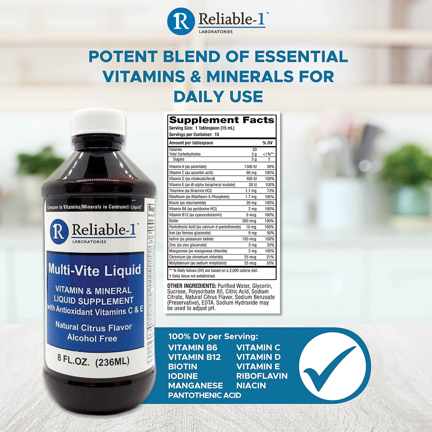 Multi-Vite Liquid Multivitamin for Adults, Antioxidant Supplement, 8 FL.OZ. S167949