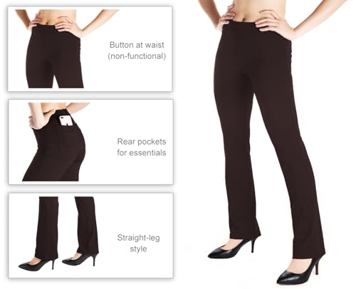 Yogipace Women's Straight Leg Yoga Dress Pants with Belt Loops H62689