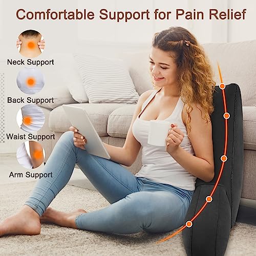 Inflatable Reading Backrest Pillow with Arm Support for Bed, Office, and Camping - Grey F153
