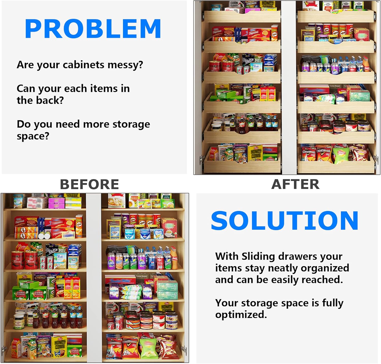 WelFurGeer Pull Out Shelves for Kitchen Cabinets, 32" Wide G57070