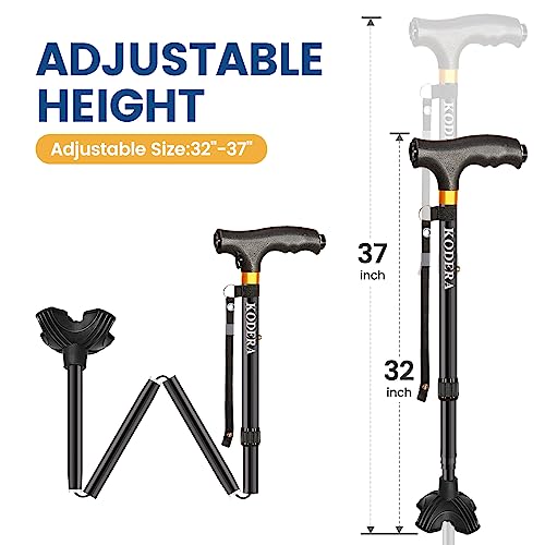 Kodera Folding Walking Cane with LED Light, Adjustable Aluminum J8019