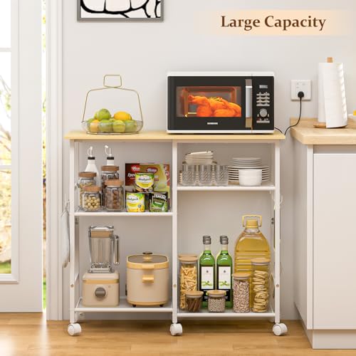 Microwave Cart with Adjustable Shelf and Wheels P795