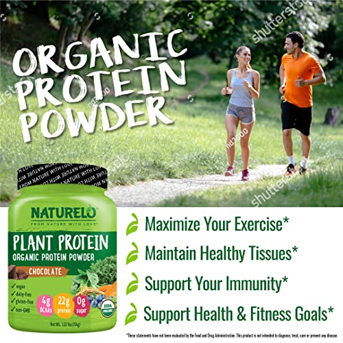 NATURELO Plant Protein Powder, Vanilla, 22g Protein, Vegan, 20 Servings S8145
