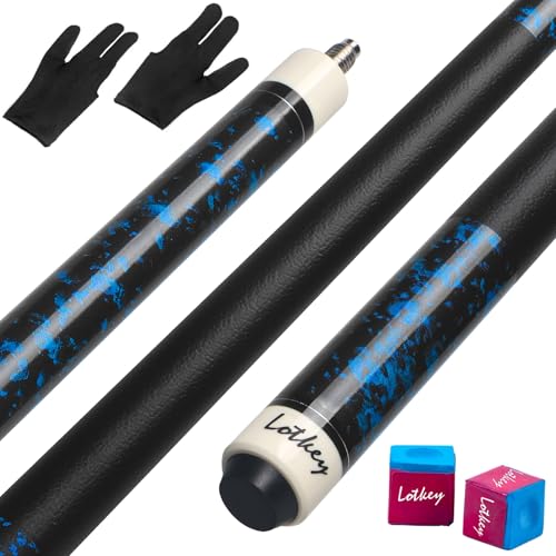 LOTKEY Pool Cue Set of 4 - Canadian Maple 58'' Billiard Sticks with 2 Chalks R905285