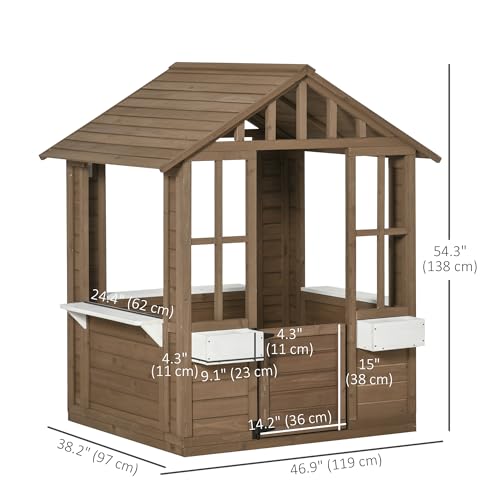 Outsunny Kids Wooden Playhouse with Working Door and Windows, White O609