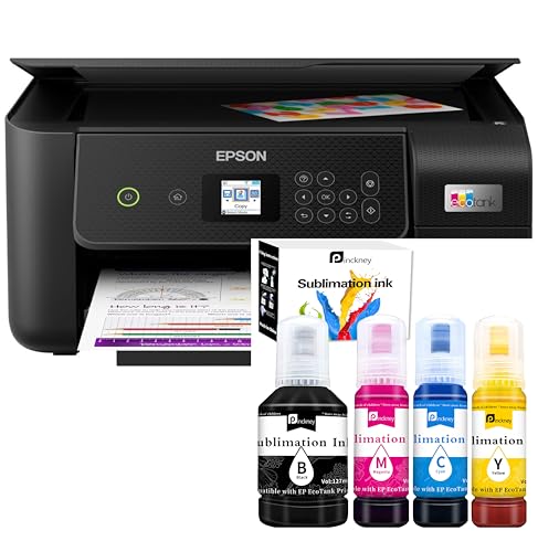 Pinckney Cartridge-Free Super-Tank Printer with Sublimation Ink Bundle, White C472