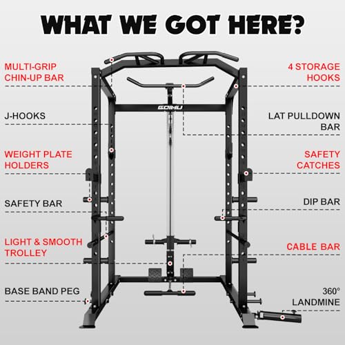 C1-V4 Power Cage with LAT Pulldown, Multi-Function Weight Cage for Home Gym G4781