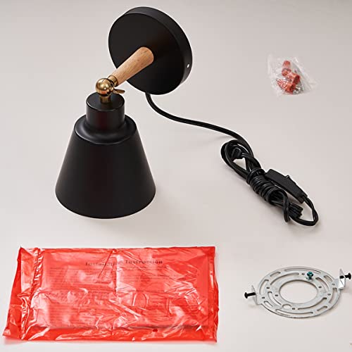 Plug in Wall Sconces Lighting Fixture, Black Nordic Wooden Bedside Wall Lamp Q1738