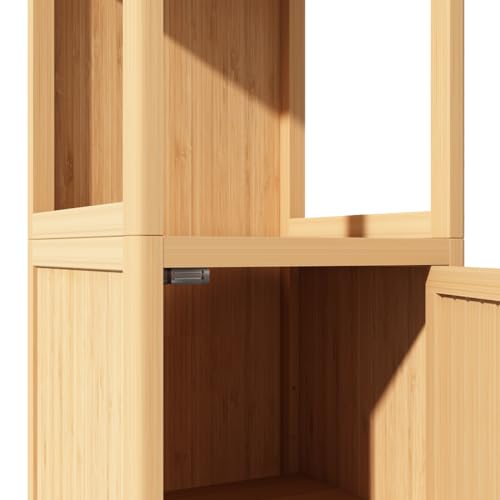 Tall Bamboo Bathroom Storage Cabinet with Door and 2 Shelves F11069
