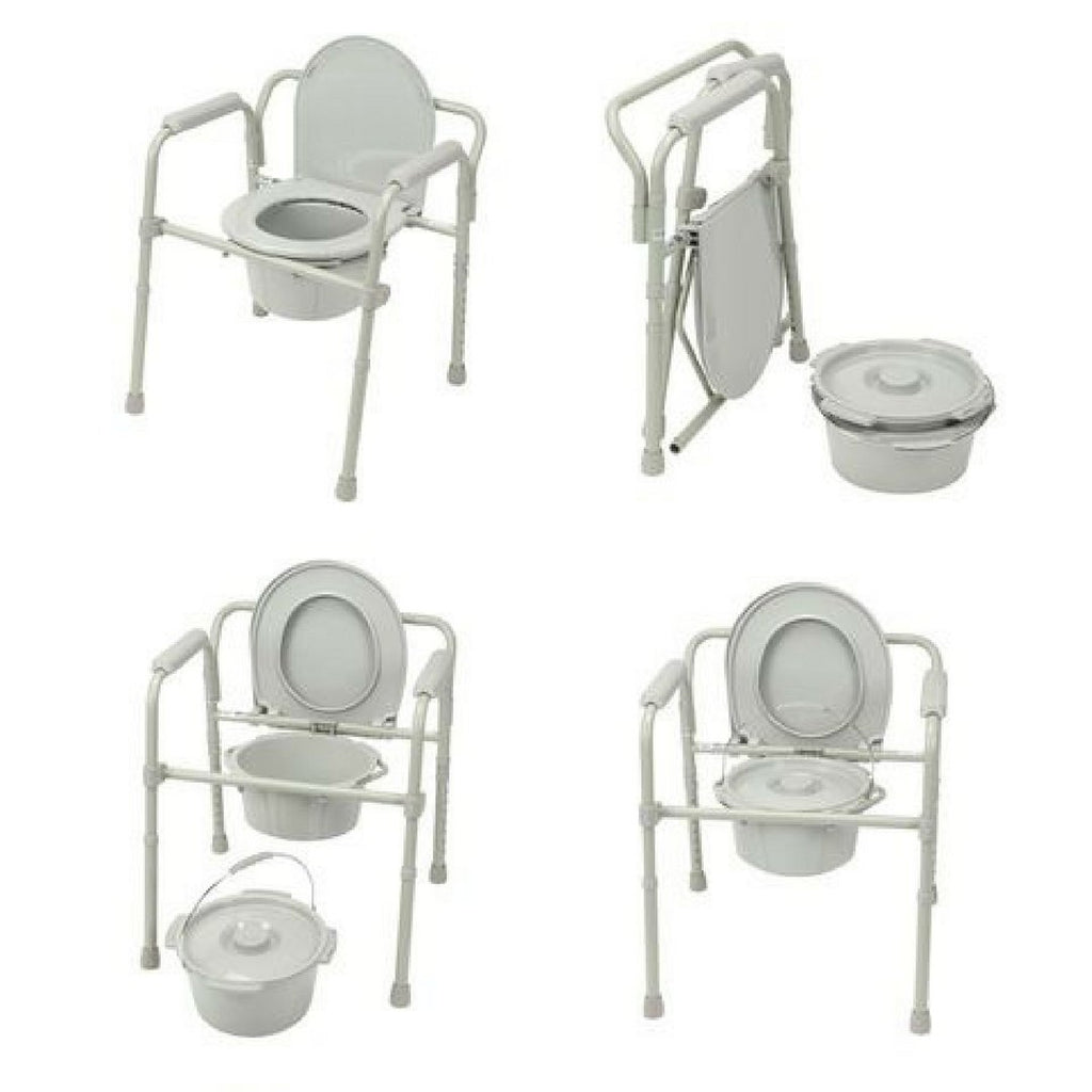 HEALTHLINE Heavy Duty Bariatric Commode Chair, Wide, 650 lbs, Gray C1550