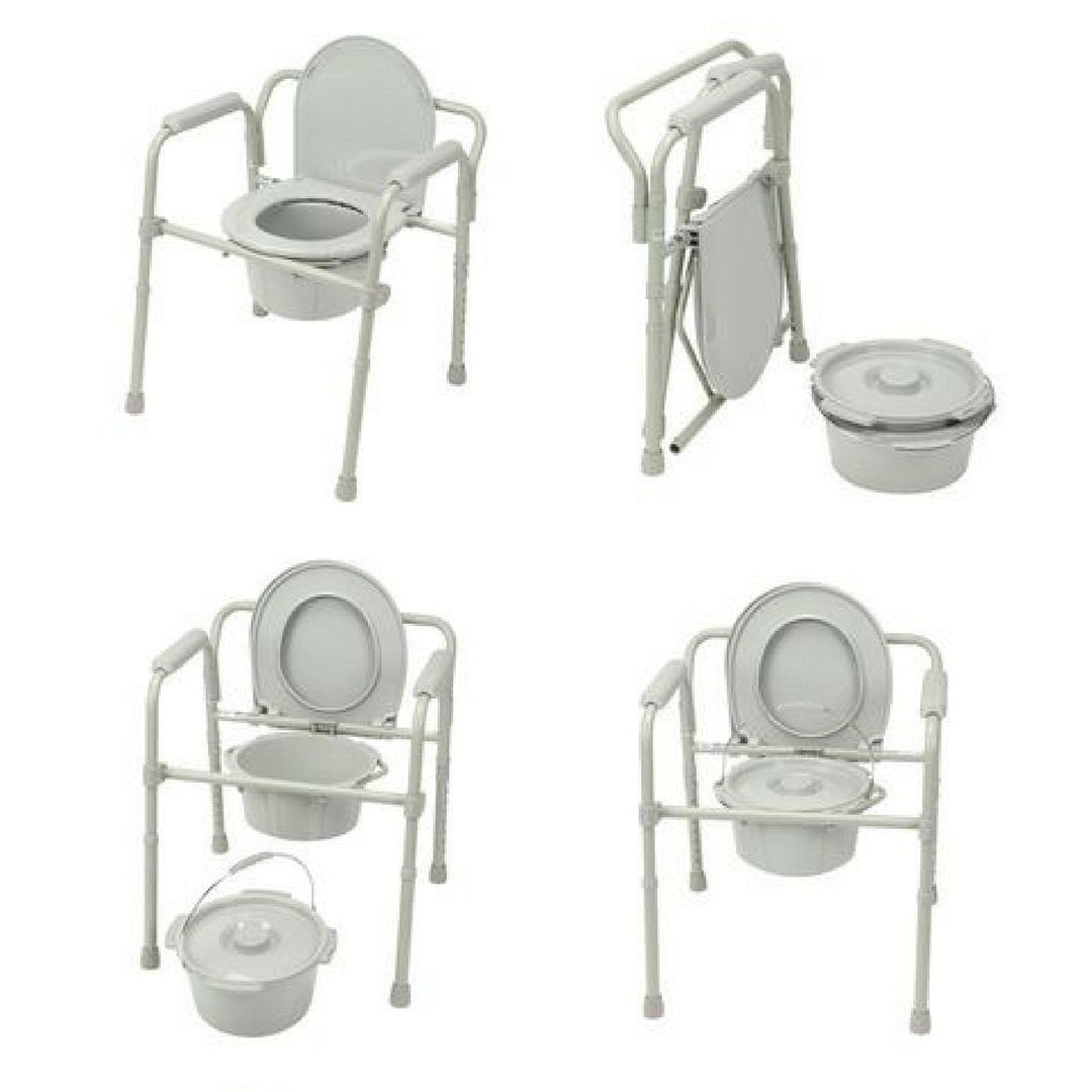 HEALTHLINE Heavy Duty Bariatric Commode Chair, Wide, 650 lbs, Gray C1550