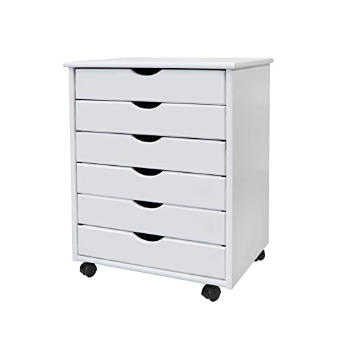 Jela Original Roll Cart, Solid Wood, 6 Drawer, White H793