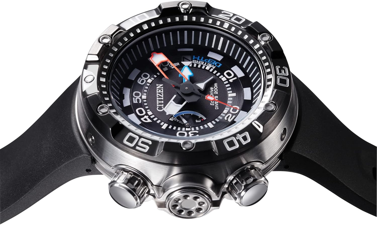 Citizen Men's Eco-Drive Promaster Aqualand Depth Meter Watch, Black Dial, Stainless Steel A3489